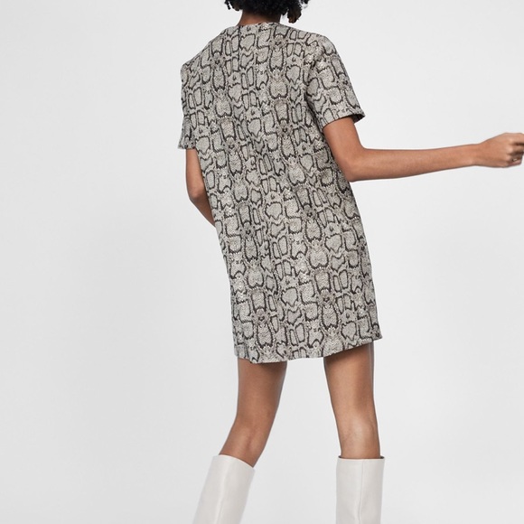 NWT Zara Snakeskin Jacquard Print Dress - Picture 7 of 8